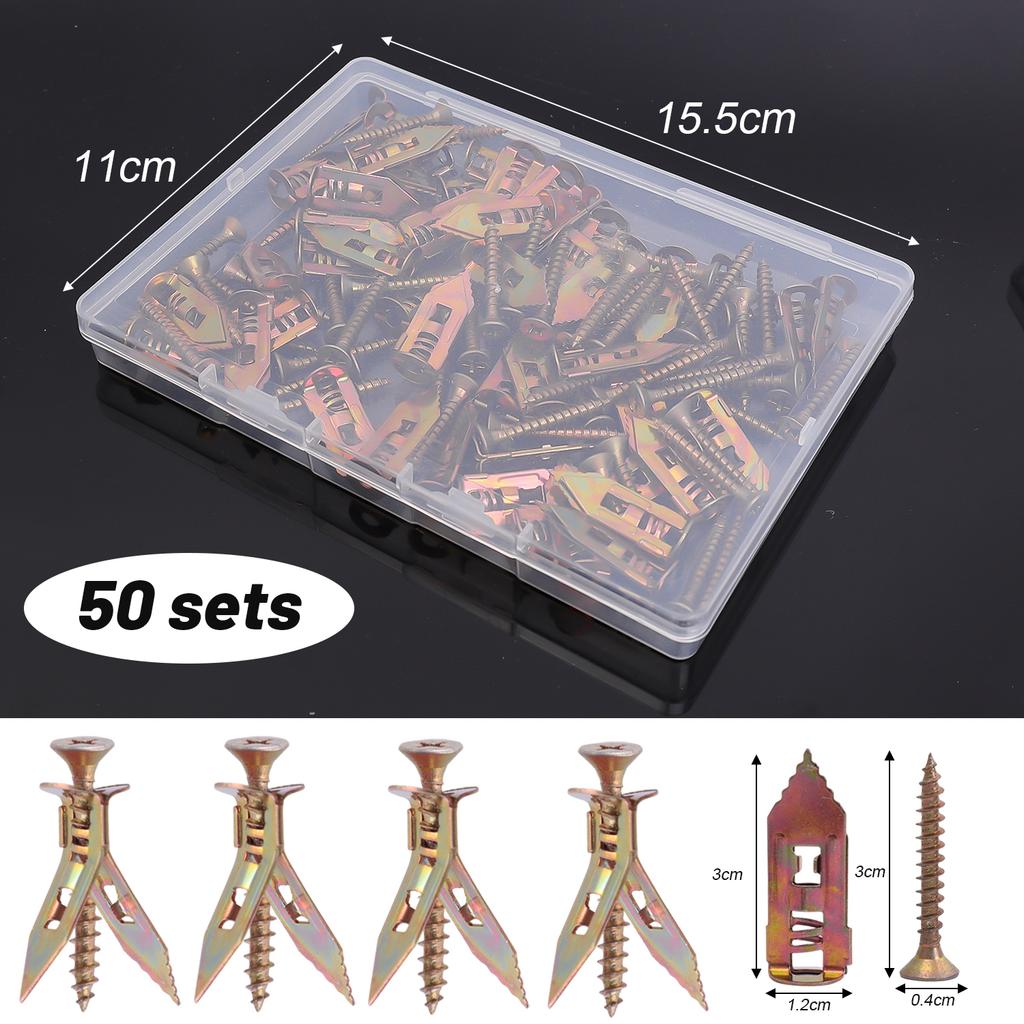 20/100set Self Drilling Drywall Anchors with Screws Expansion Nail Heavy-Duty Metal Wall Anchors Self-Tappe Screw Fixing Tools