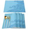 Blue Waves Texture Lines Placemats Set of 2/4/6pcs Kitchen Coffee Accessories Coasters Home Dining Table Decor Linen Mats