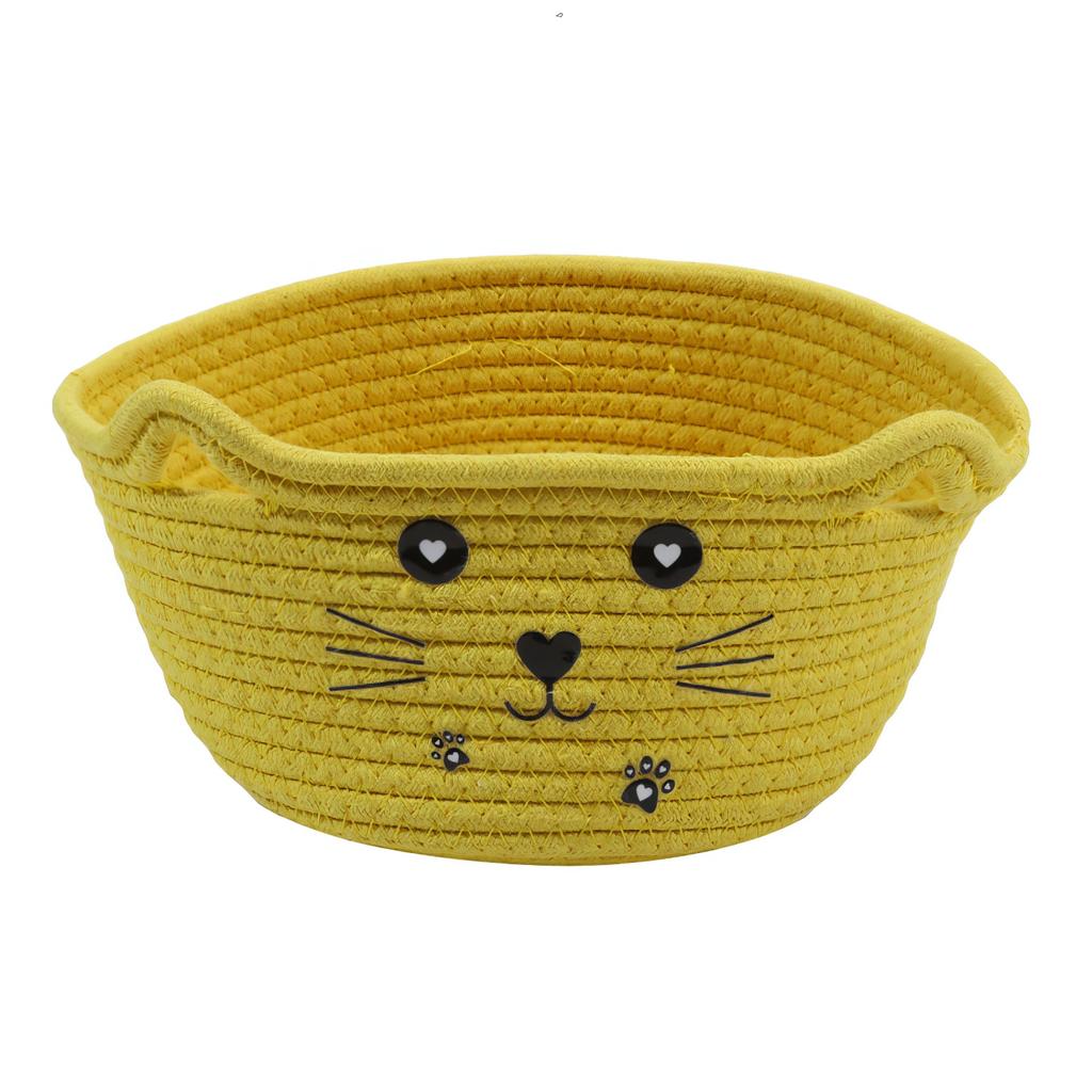 Woven Cotton Rope Cat's Ear Storage Baskets Desktop Sundries Kids Toys Organizer Box Dirty Clothes Hampe Cosmetics Holder
