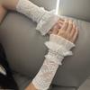 Ruffle Cuffs Fingerless Gloves Mesh Decorative Gloves Vintage Lace Arm Sleeves  Women