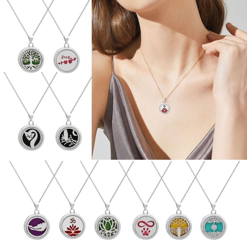 Scented Pendant Necklace Trees Of Life Essential Oil Diffuser Stainless Steel Neckchain with Lockets Pendant For Women