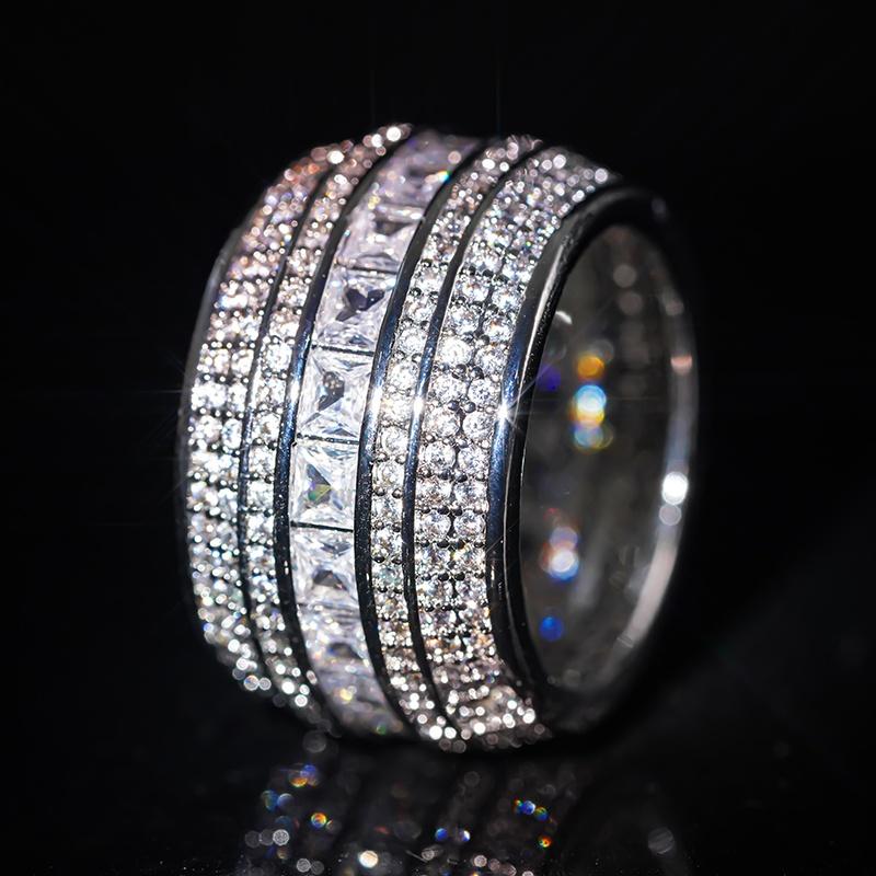 Luxury Sparking Cubic Zirconia Rings for Lady Delicate Wide Finger Accessories Charming Attractive Wedding Band Jewelry