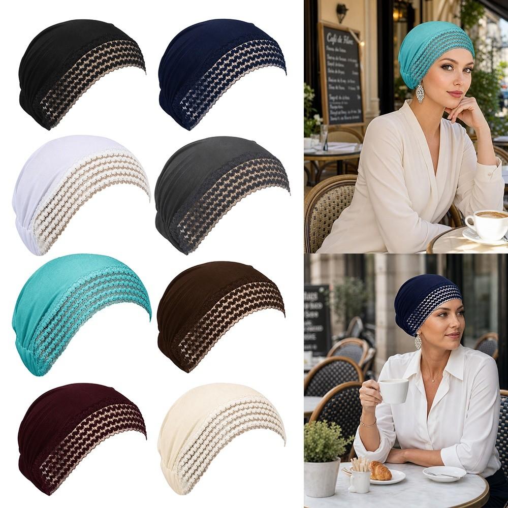 Lace Flower Headwrap Cap Breathable Lace Trim Hat New Postpartum Cap Daily Casual Wear
