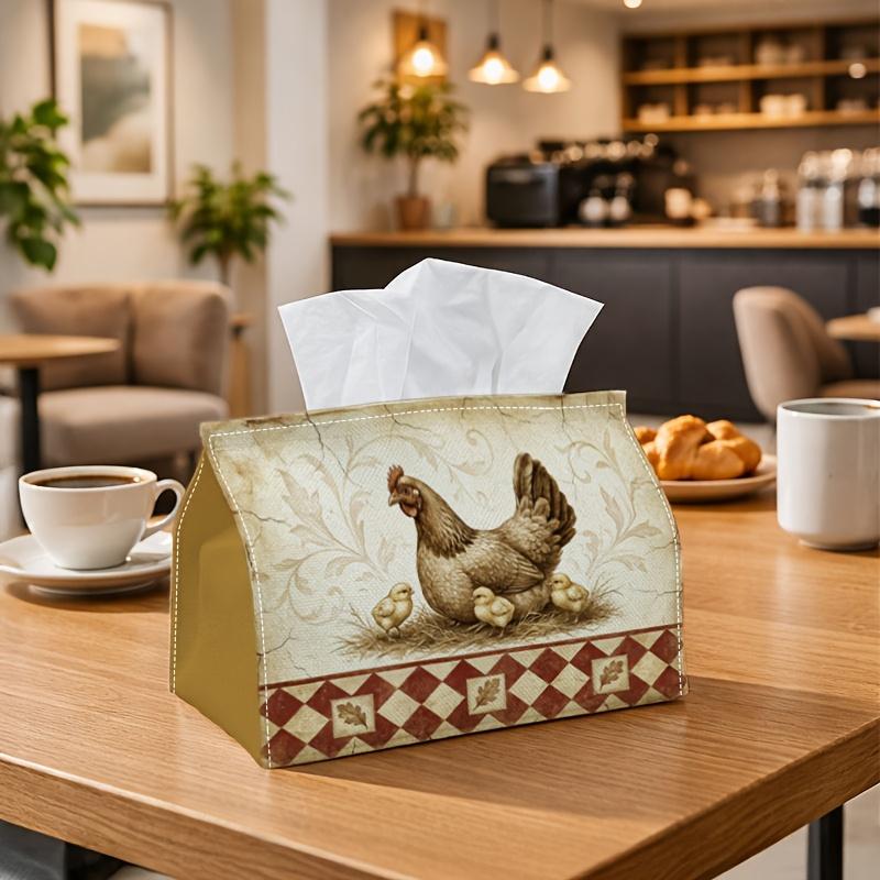 1pc Country Hen Chick Tissue Holder | Versatile Napkin Holder, Ideal for Home Use, Gatherings, And Car Decor Rustic Poultry Checkerboard - Stylish Tis