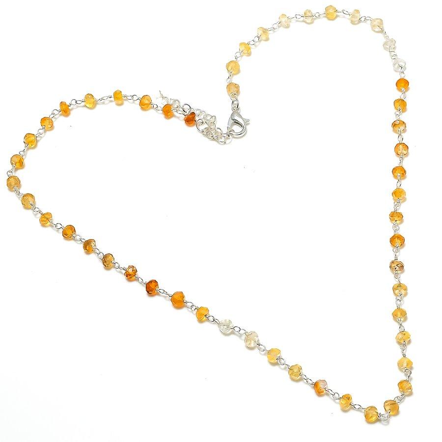 Lemon Topaz Gemstone Handmade 925 Sterling Silver Jewelry Necklace 20" GK-5385