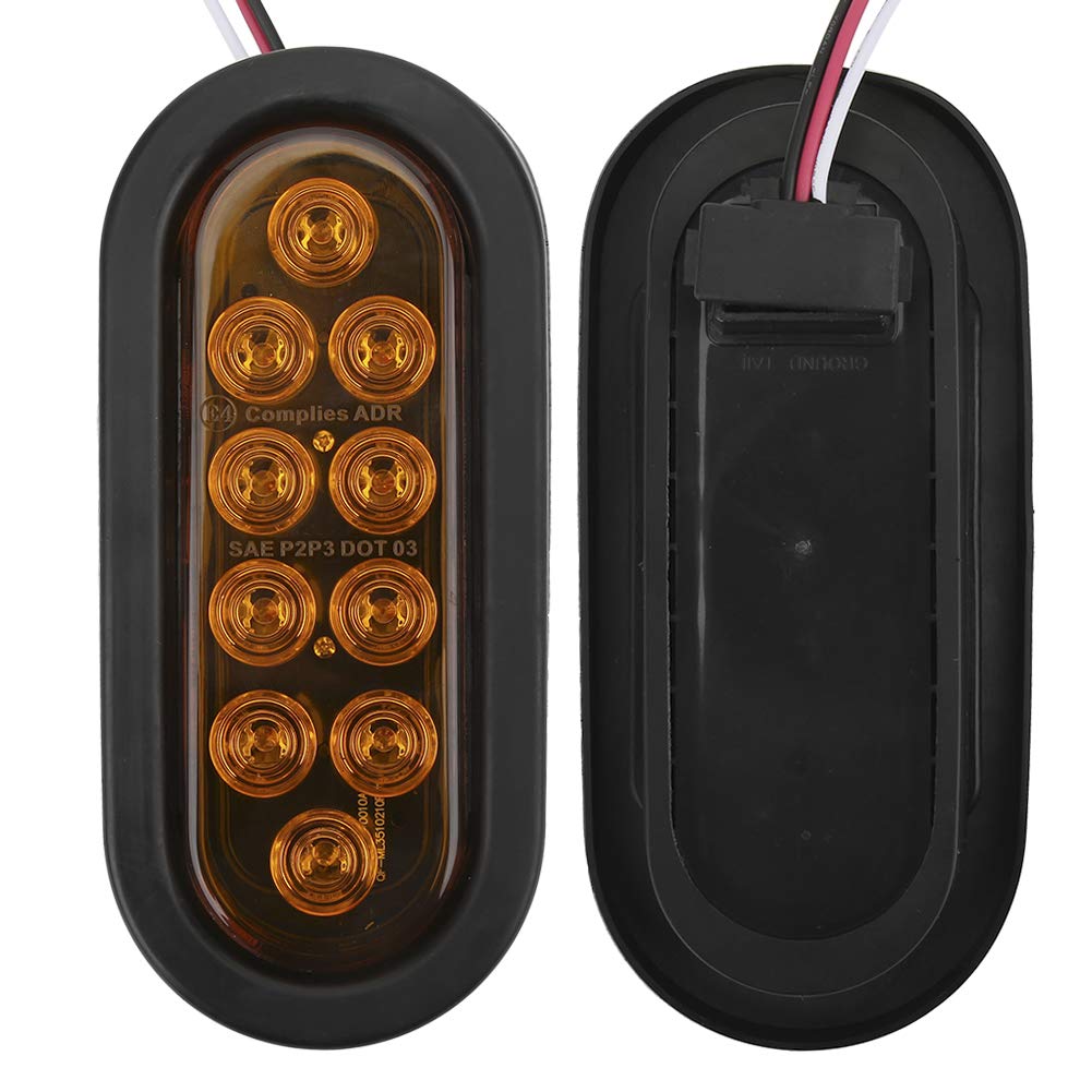 Oval White LED Trailer Tail Light, 2 Pieces 10 LED Side Marker Lights Mounted