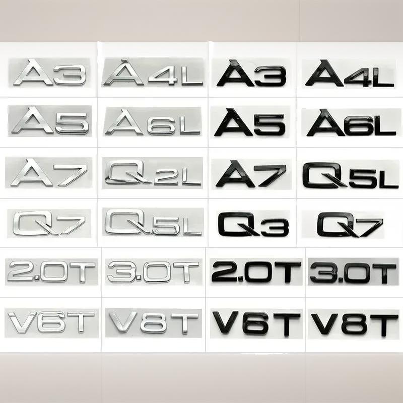 Black Silver 1.8T 2.0T 2.4 3.0T 3.2 3.6 4.2 A3 A4 A5 A6L A7 A8L Q3 Q5 Q7 Emblem Car Rear Sticker Badge Logo Accessories For Q1
