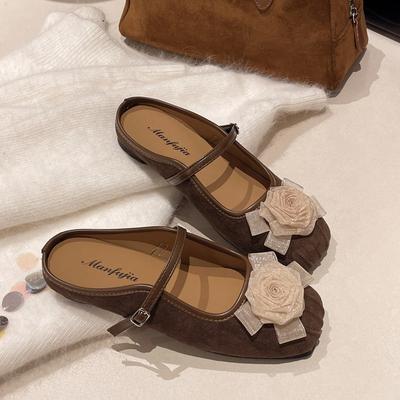 2025 Frühling neue Retro sanfter Feenstil Mode einzelne Schuhe Chinesische elegante Blumen flacher Ausschnitt Mary Jane Schuhe Frau