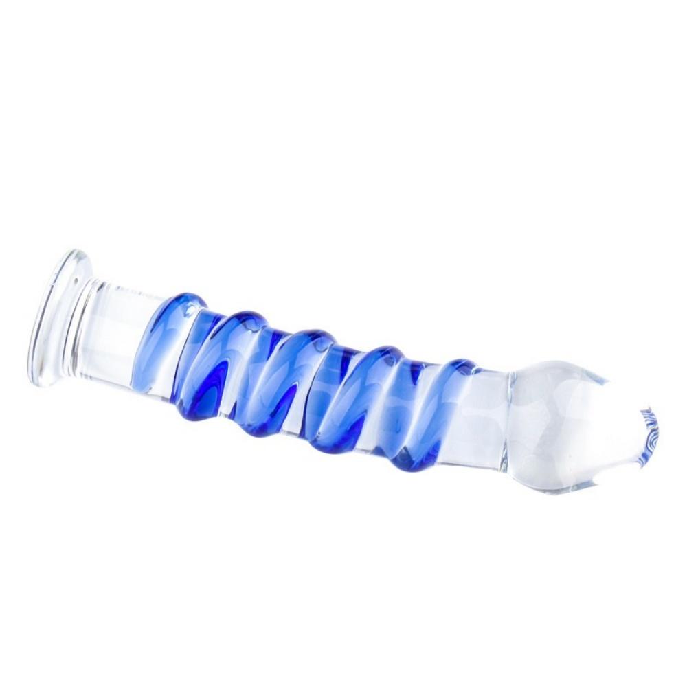Clear Blue Color Strip Crystal Glass Quantity Plug