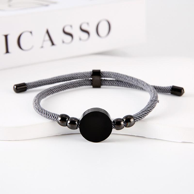 Stainless Steel Multi-Color Adjustable Bracelet with Round Tag for Laser Engraving, 15mm Hole