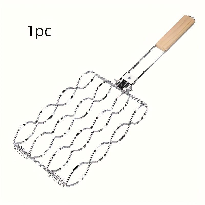 

1 шт. Металлическая корзина-гриль, подходит для кукурузы, рыбы, овощей, стейка, креветок - Антипригарное покрытие, аксессуары для барбекю, с подставкой-держателем для кукурузы для барбекю 1pc