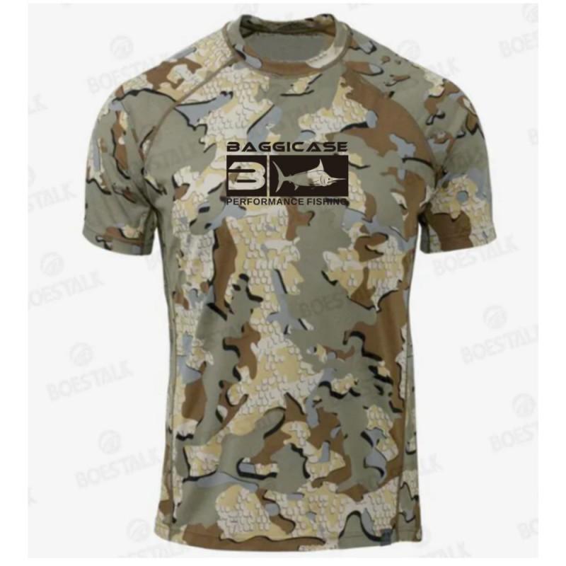 BAGGICASE Short-sleeved Camouflage Fishing Suit Men s Quick-drying Breathable Anti-crew-neck XS