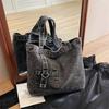 New denim shoulder bag women's casual simple girl tote bag student portable make-up bag