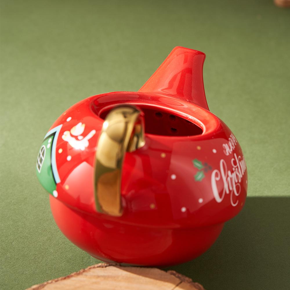 Christmas Gold-Plated Ceramic Tea Set: Special Edition Cup & Saucer Gift