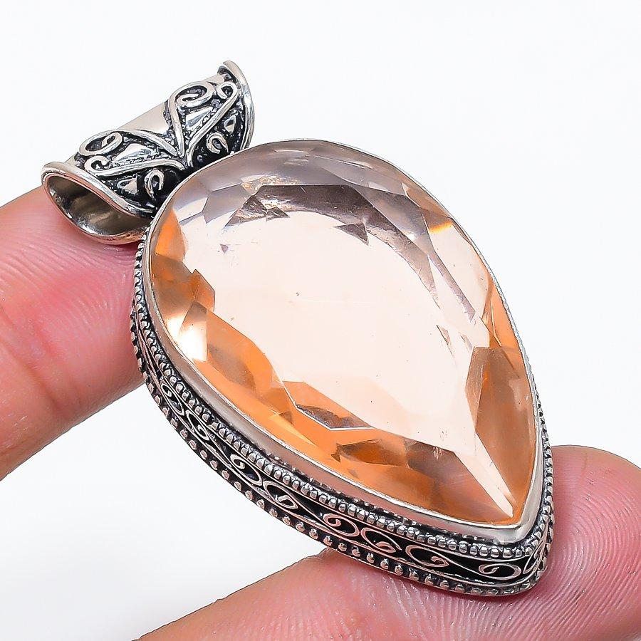 Natural Morganite Gemstone 925 Sterling Silver Jewelry Pendant 2.01  AP-14327