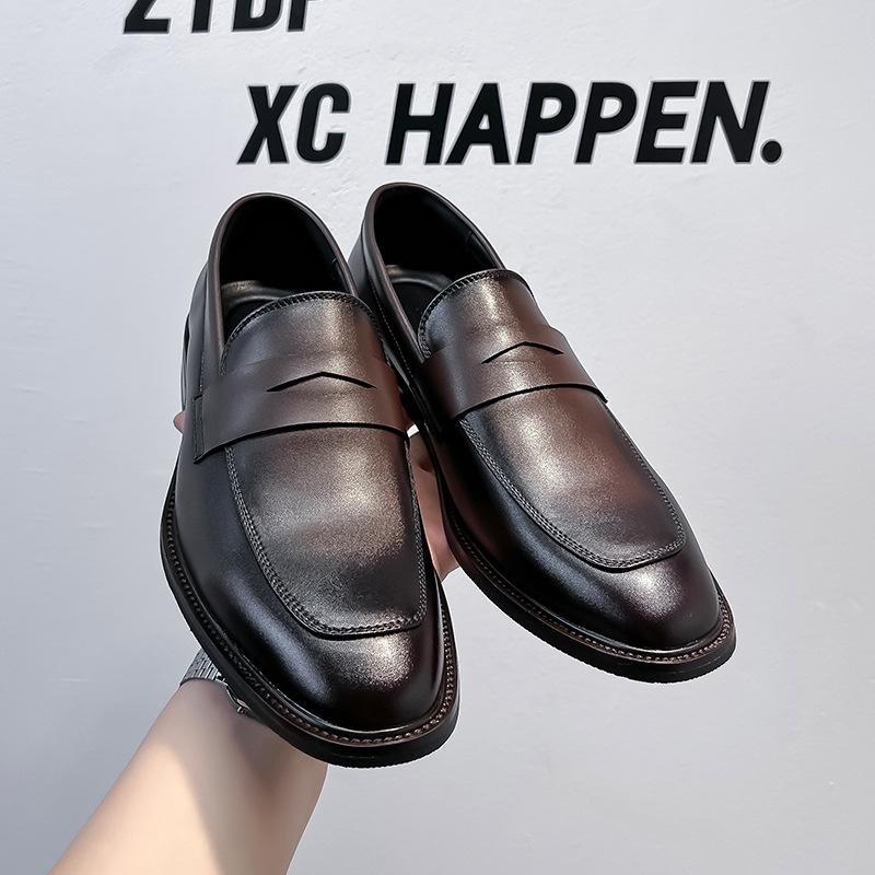 New Casual Breathable Men's Shoes British Style Business Dress Pointed One Pedal Men's Leather Shoes 24305-A