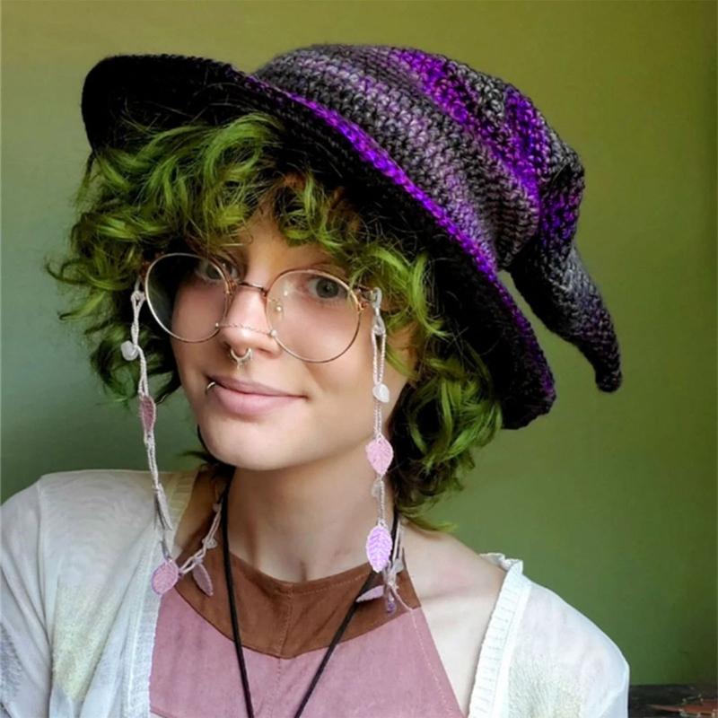 Skin-friendly Knit Witch Hats Handmade for Halloween Diy Hair Accessories Crafts Halloween Carnival Party Supplies