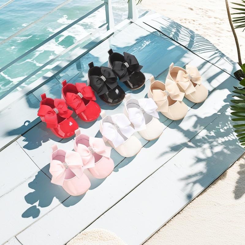 Lindos Zapatos de Bebé de Princesa Edición Primavera y Otoño Decoración de Lazo de Mariposa Suela Suave de PU Adecuado para Bebés de 0 a 1 Año