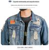 Xintang Men's Ripped Denim Jacket - 2025 Spring/Autumn High Street Workwear Trend