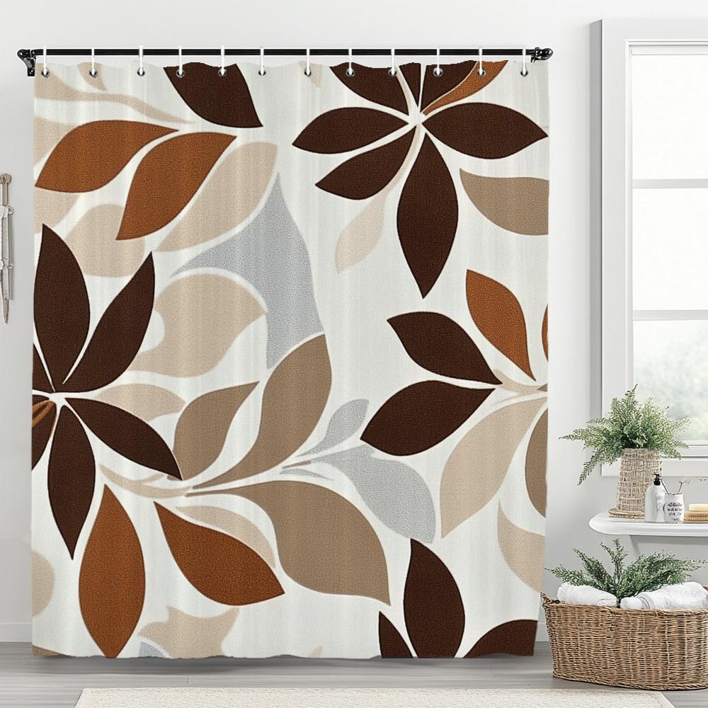Watercolor Leaf Shower Curtain For Bathroom Vines Plant Flower Nordic Minimalist Polyester Curtain For Home Decorative Curtain