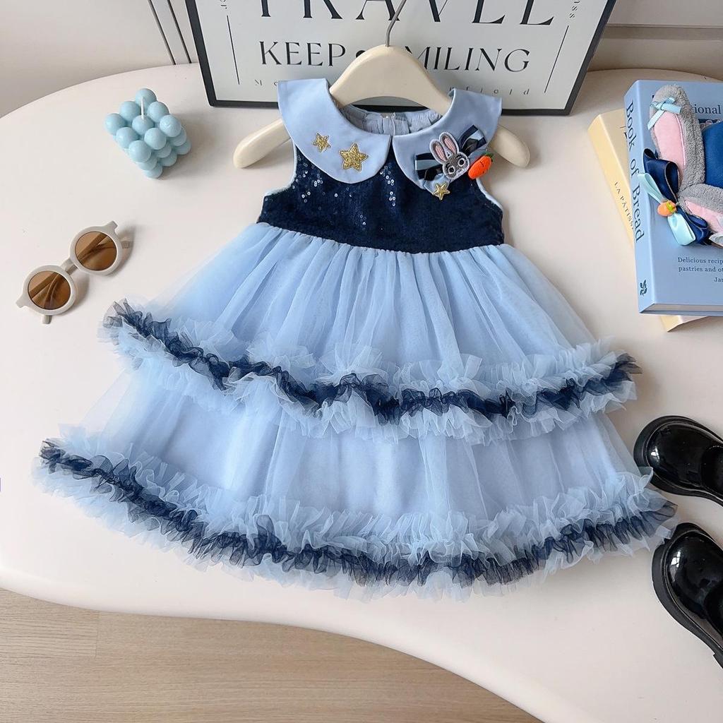 Girls' Summer Princess Dress: Officer Judy Sequin Mesh Vest