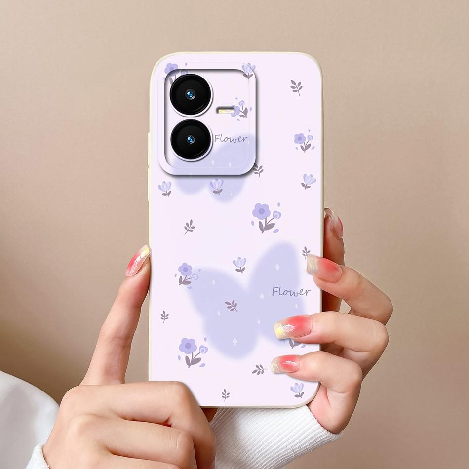 Case For Vivo Y22 Y22S Cover Camera Lens Protector For Vivo Y 22 Soft Liquid Silicone Cartoon Phone Back Covers For Women Man