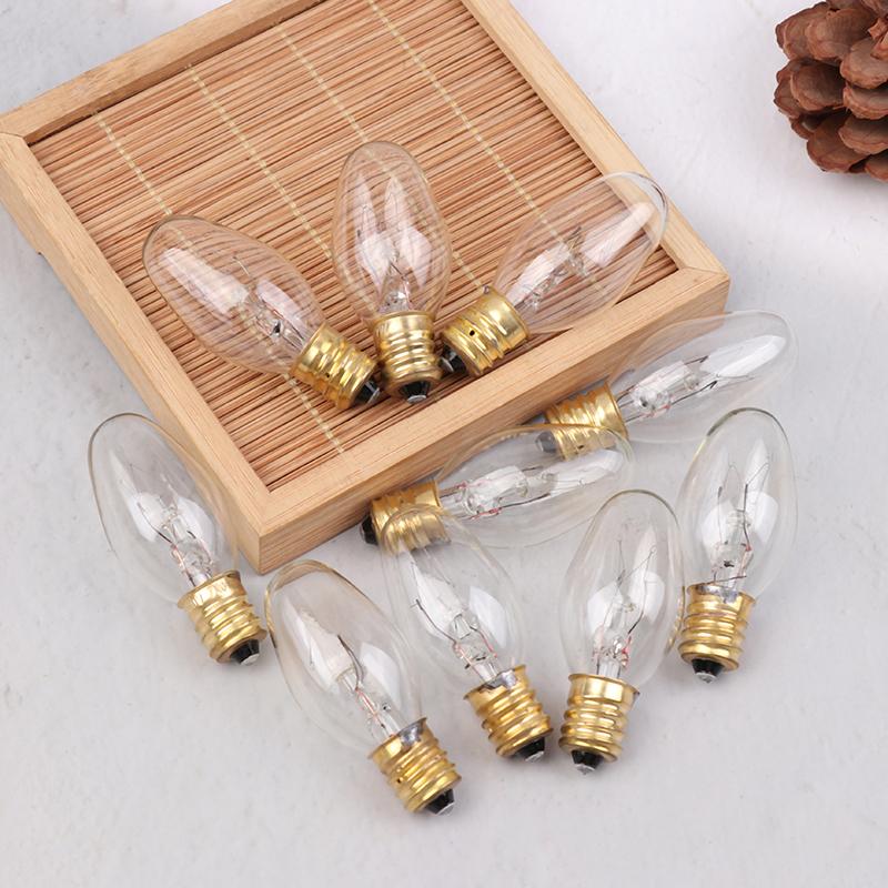 10Pcs E12 120V 7W Transparent Warm Yellow Color Tungsten Lamp Light Bulb For Decoration Salt Rangehood Refrigerator Lamp