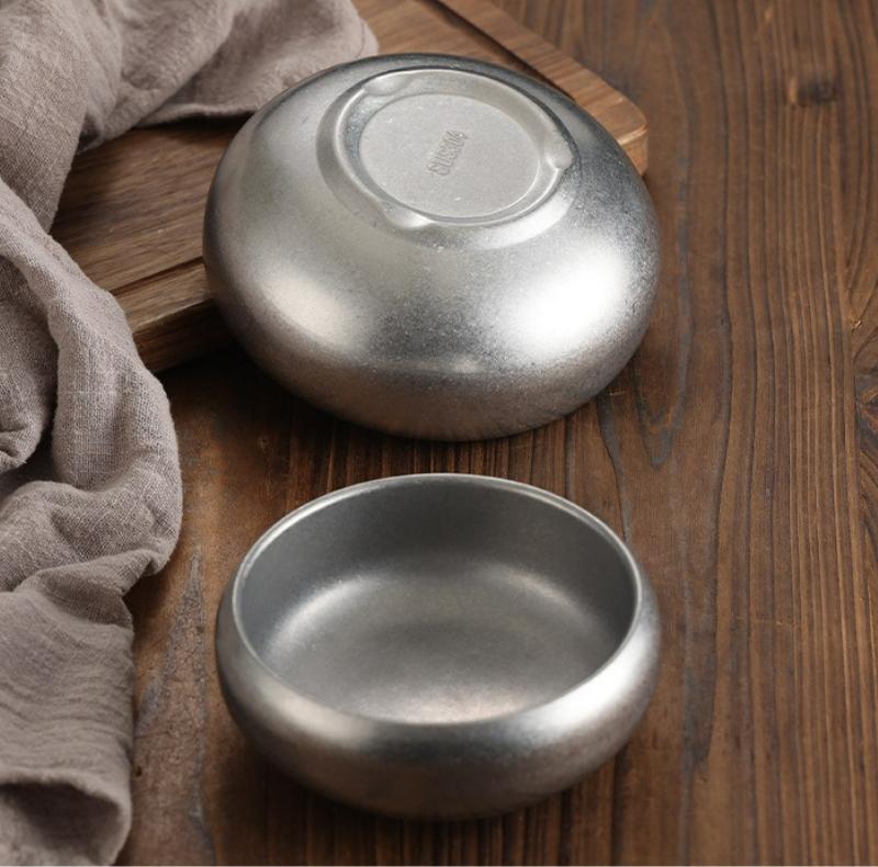 Vintage Korean Stainless Steel Rice Bowl Household Anti-scalding Rice Soup Breakfast Bowls Barbecue Restaurant Kitchen Tableware