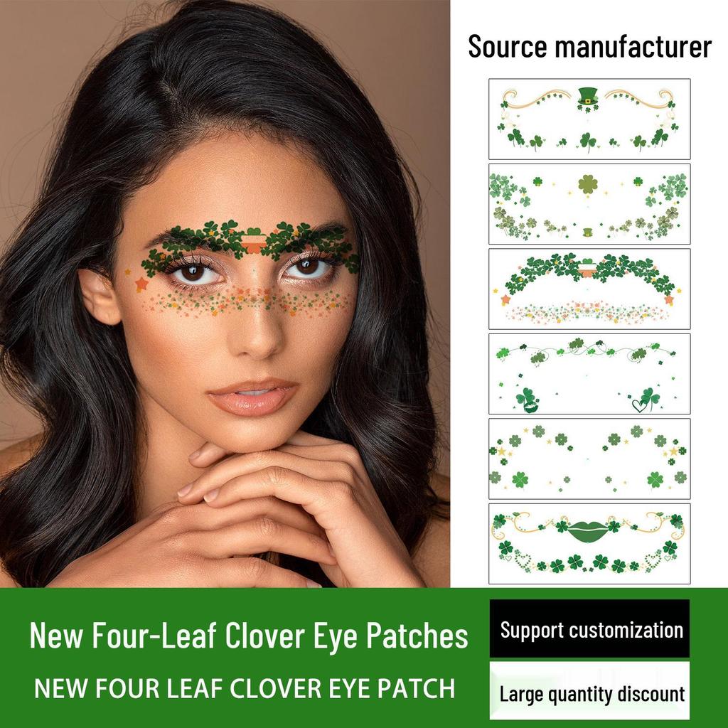 Waterproof Four-Leaf Clover Face Tattoo Stickers for St. Patrick's Day Festival