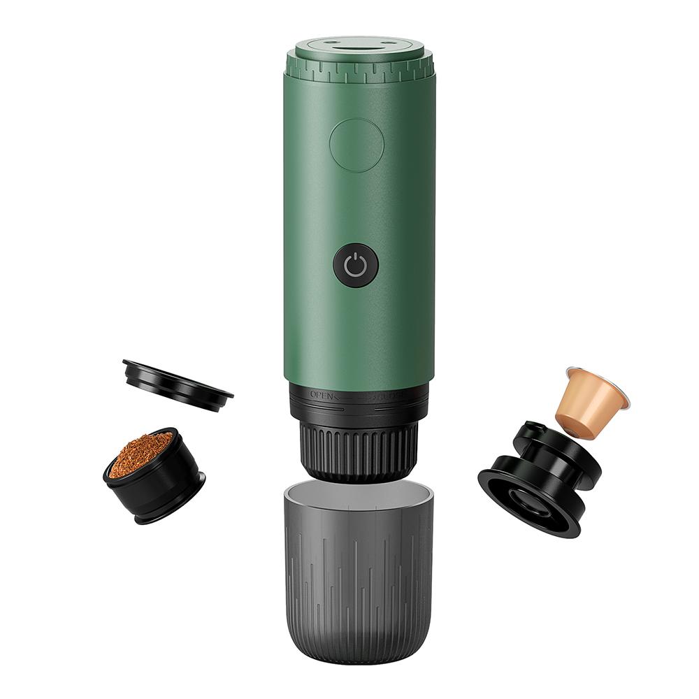 [i Cafilas][2604] Wireless Electric Portable Electric Espresso Machine Travel Coffee Maker for Camping Car Self-Heating With Ground Coffee & Capsule