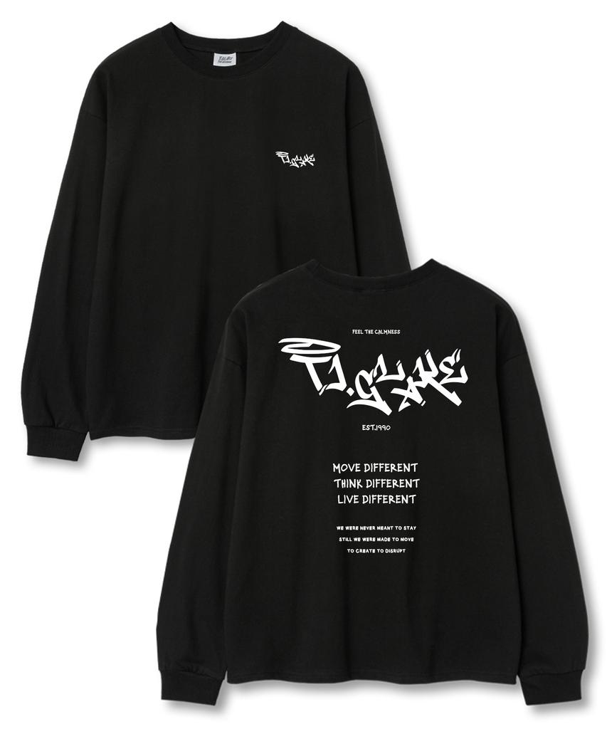 TI.GLAKE Move Different Oversized Long Sleeve T-Shirt Black [Select Ribbed Sleeves]
