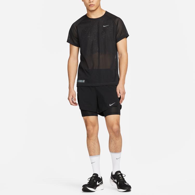 Nike Dri-Fit Run Division Stride Solid Logo Drawstring Shorts Men Bottoms Black DX0842-010