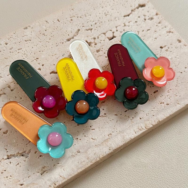 Acetate Cute Color Flower Hairpin Bangs Clip Hairpin Children Headwear Girls Kids Hair Accessories