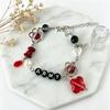 BTS Fan Merch ARMY Letter Beaded Bracelet, Black Red Star Cross Charm Wristband, Sweet Cool Concert Friendship Jewelry Gift