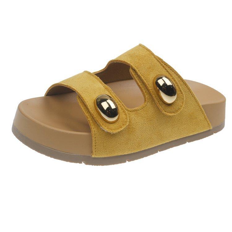 Cool slippers women's summer wear new retro muffin thick-bottomed one-word beach slippers