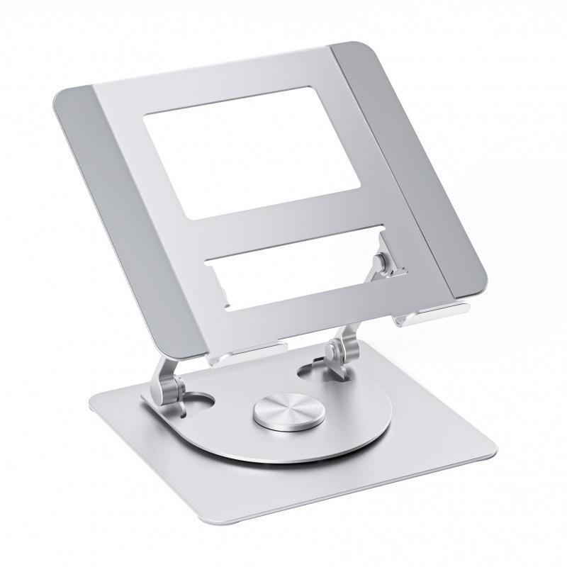 Adjustable Aluminum Laptop Cooling Stand - Rotating, Lifting, Foldable (Silver/Black)