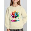 Kids Unisex Crewneck Sweatshirt, Colorful Dripping Rainbow Rose Art Print Soft Fleece Long Sleeve Pullover For Boys Girls Over 4 Years Old