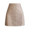 Women's Black High-Waisted PU Leather A-Line Mini Skirt - Slimming and Anti-Exposure, Perfect for Spring and Autumn.