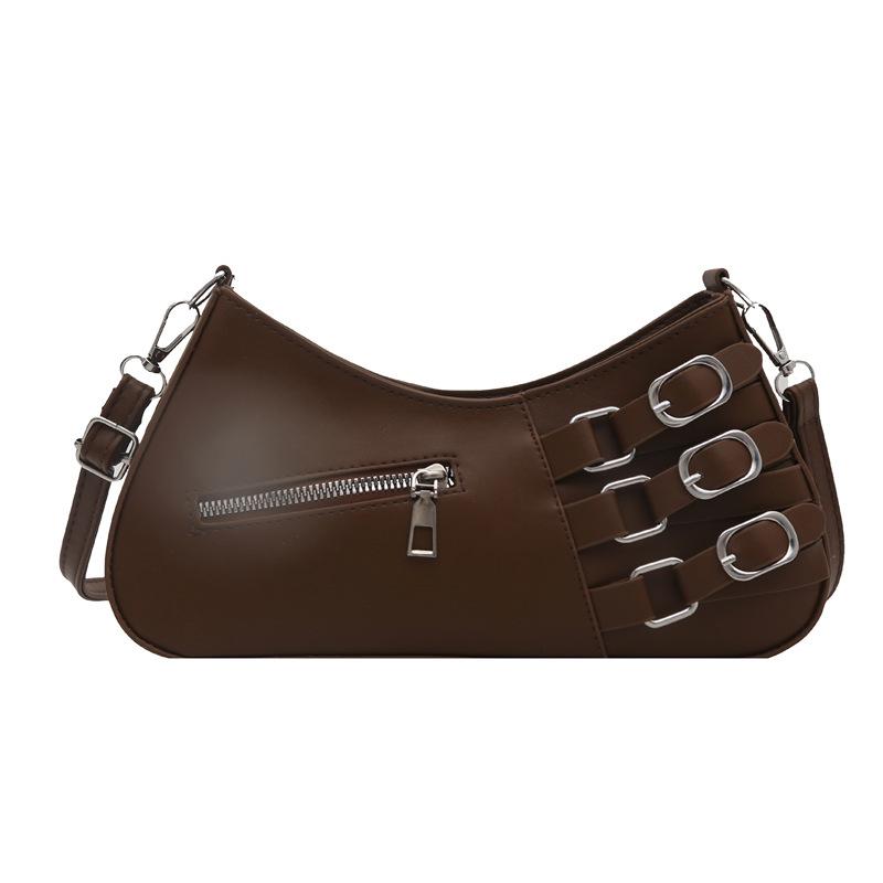 

Sweet and Cool Girl Motorcycle Underarm Bag Fashionable Commuting Single-shoulder Crossbody Bag Versatile Handbag кавовий