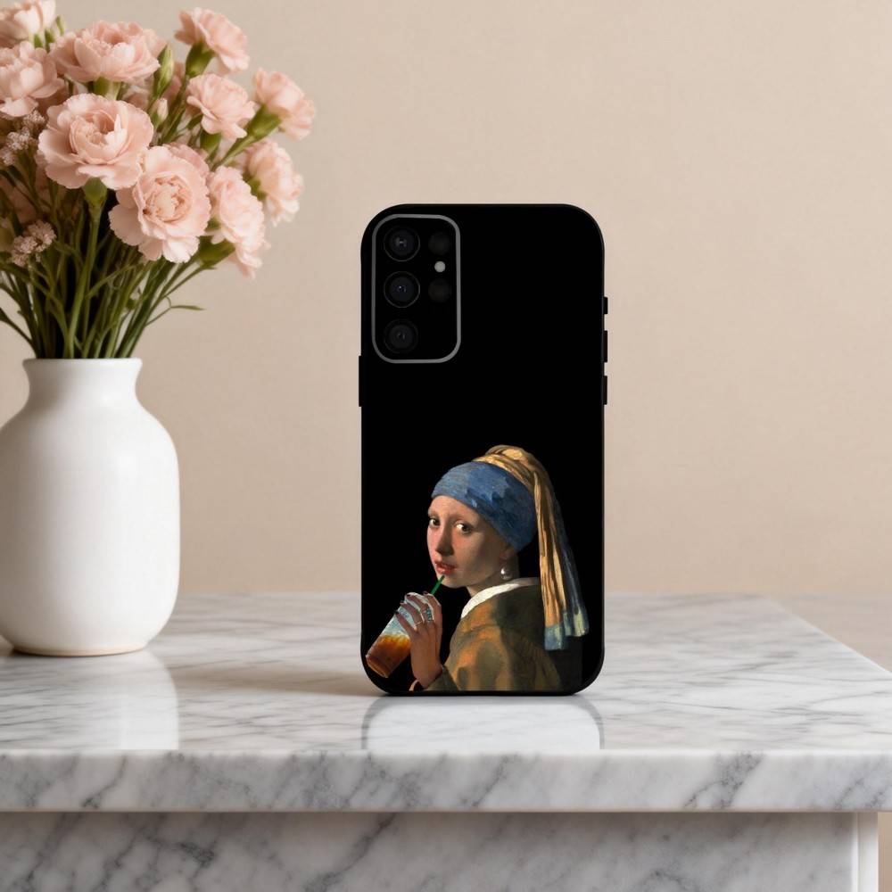 P-Painting A-Art V-Vermeer G-Girl Phone Case For Samsung S25,24,23,22,30,21,10,9,Ultra,Plus,Lite,FE,4,5 G Soft Black Case