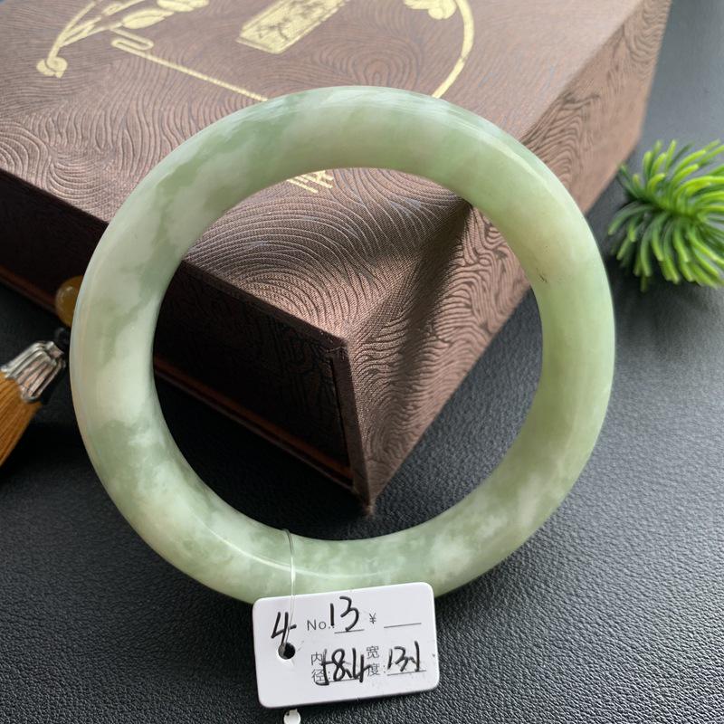 A4 Emerald Green Hetian Jade Bracelet with Floral Design