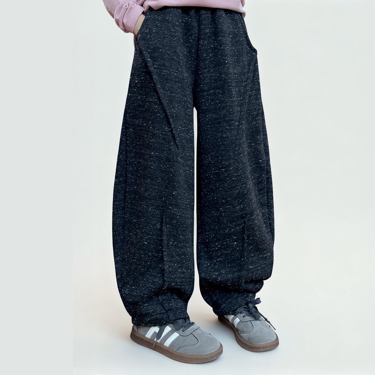 Yuchen Girls  Fleece-Lined Curved-Leg Pants - Winter 2025 Casual Warm Wear 140