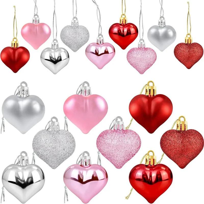 Heart-Shaped Multi-Finish Ornaments Perfect for Christmas Tree Decor Home Window Hanging Birthday Celebrations Festive Baubles