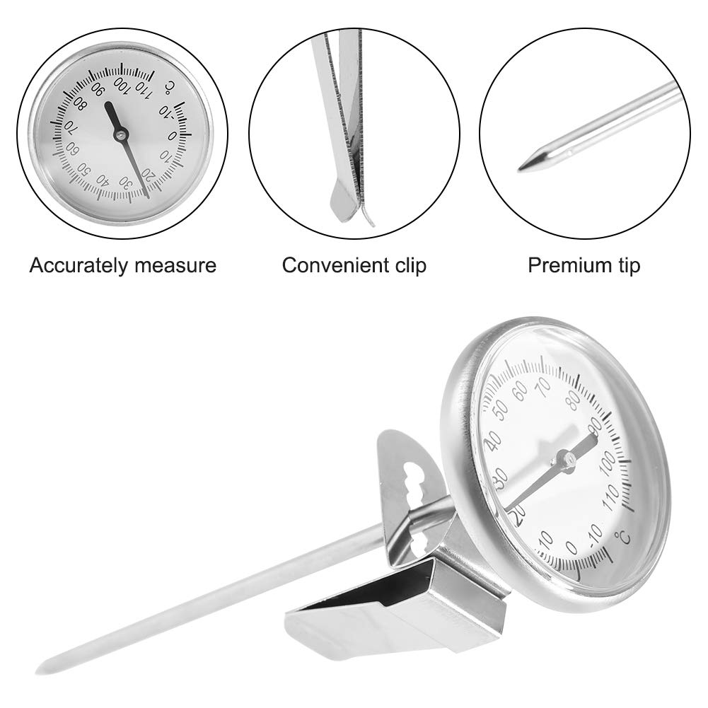 Portable Stainless Steel Cooking Thermometer for Instant Coffee, Milk, Latte, Steamed Milk, and More, with Easy-to-Clean Steel Probe, Suitable for