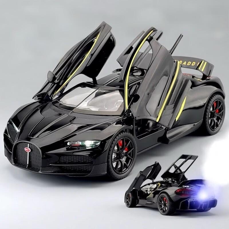 Spray Versie 1:24 Tourbillon Chiron Legering Sportwagen Model Diecast Metaal Baanrace Voertuigen Auto Model Geluid Licht Kinderen Cadeaus