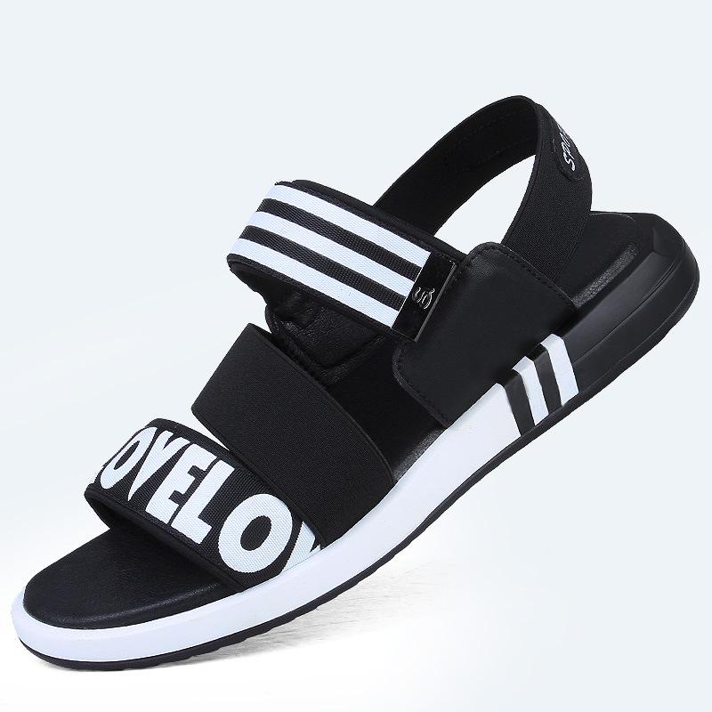 

Модные динамичные однословные шлепанцы, текстильная строчка, повседневные сандалии, крутые пляжные сандалии, мужской тренд 45 чёрный