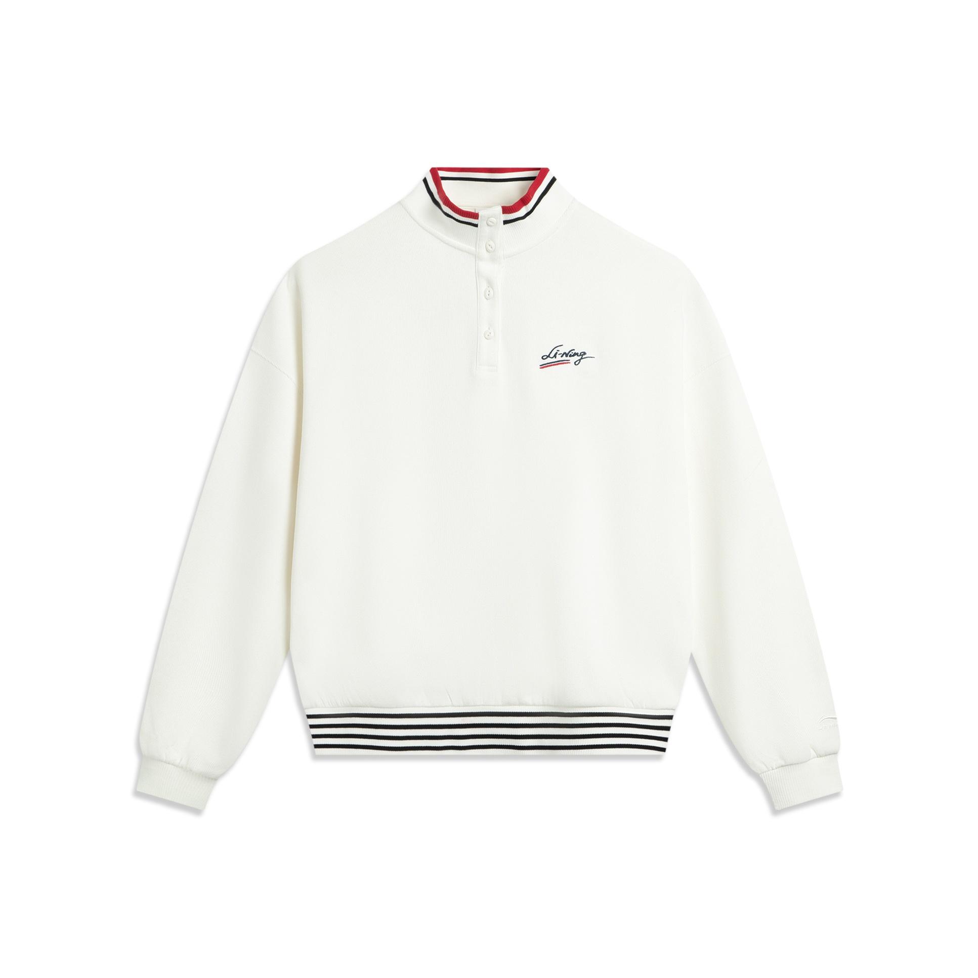 Li Ning Sports Trend Series Loose Fit Stand Collar Embroidered Letter Sweatshirt Women Sweatshirt AWDV984-1 L