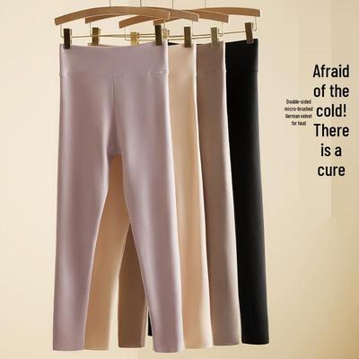 Women's Velvet Seamless Fleece-Lined High Waist Self-Heating Leggings - Extra Thick, Plus Size for Autumn
