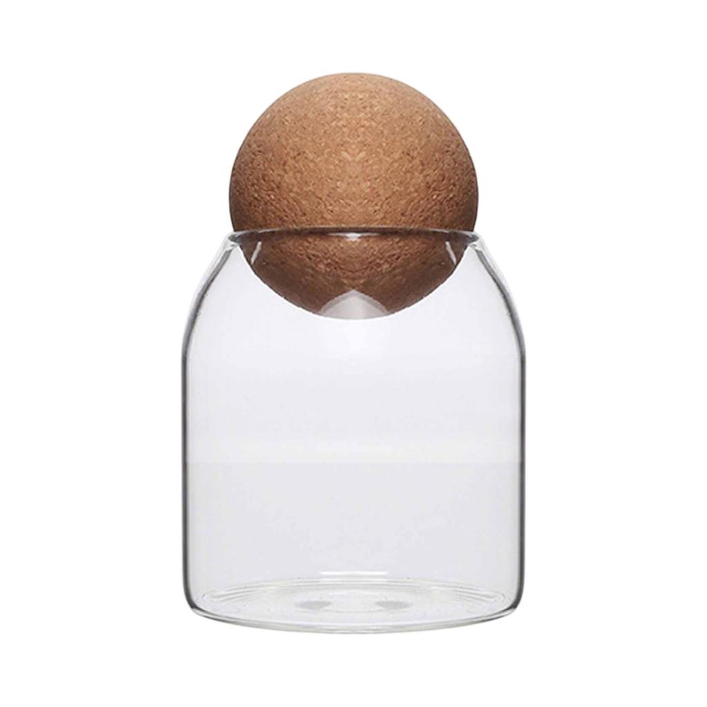 Spherical Glass Storage Jar with Cork Lid, Sealed Bottle for Flower Tea, Dried Fruit, Snacks & Home Decor