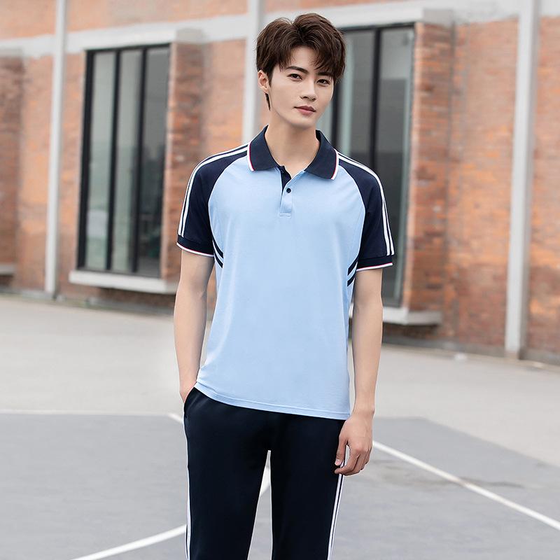 Summer Academy School Uniform Set: Junior & High School Short Sleeve T-shirt and Sportswear